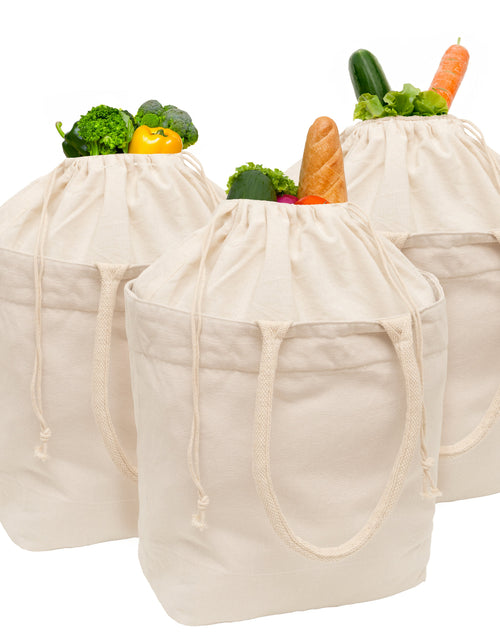 Load image into Gallery viewer, Canvas Grocery Tote with Drawstring
