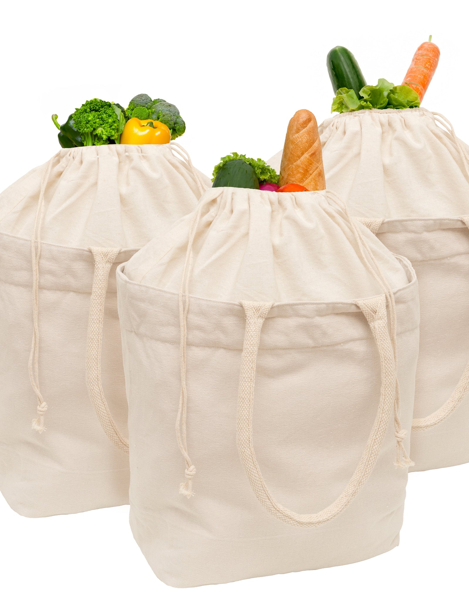 Canvas Grocery Tote with Drawstring