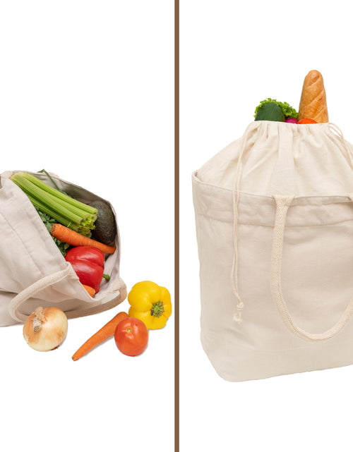 Load image into Gallery viewer, Canvas Grocery Tote with Drawstring
