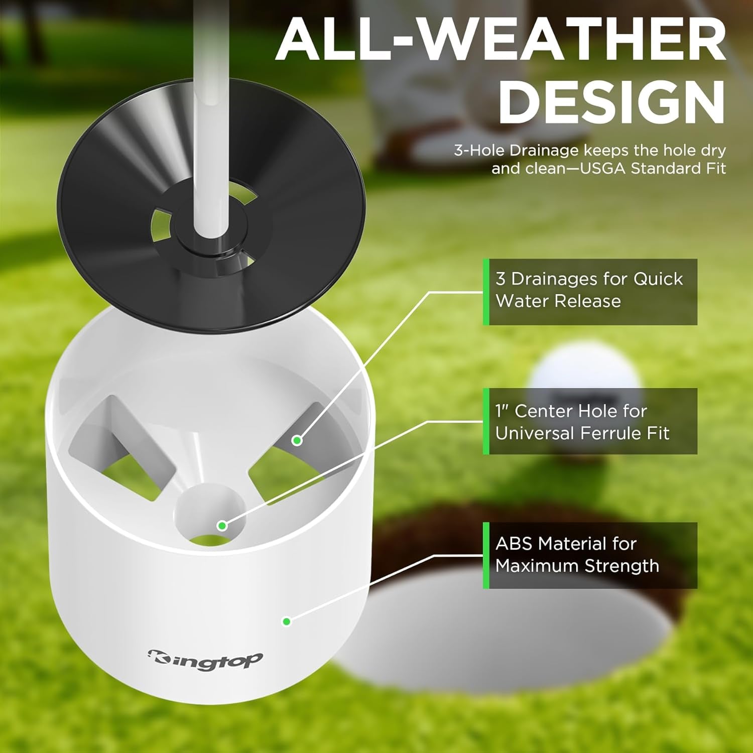 Golf Hole Cup for Backyard Practice Putting Green, Fit PGA | LPGA | USGA Regulations, ABS Ivory White, Outdoor Indoor Golf Putting Cup