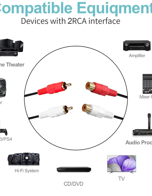 Load image into Gallery viewer, GHWL 2 RCA Extension Cable,Gold Plated 2 RCA Male to Female Stereo Audio Extension Cable (50Ft)
