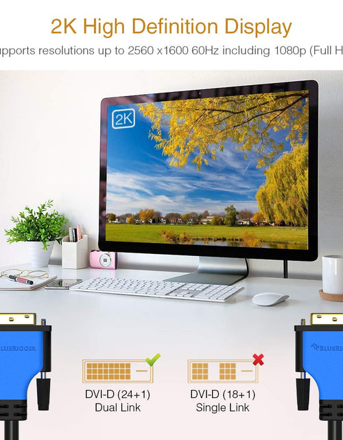 Load image into Gallery viewer, DVI to DVI Monitor Cable (10FT, 24+1 Dual Link, Digital Video Cable, Male to Male) - for Gaming, DVD, Laptops, HDTV and Projector
