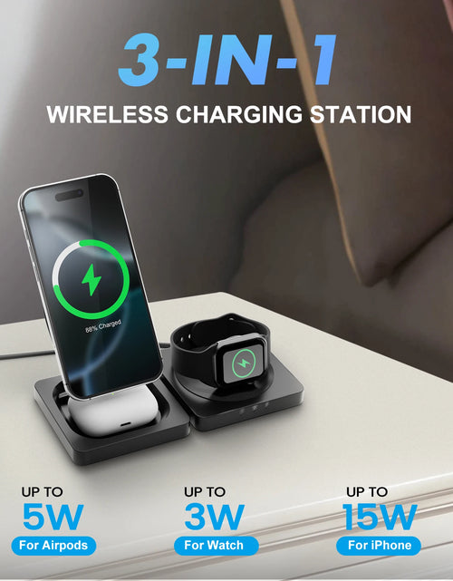 Load image into Gallery viewer, Magnetic Wireless Charger 3-in-1 Folding Fast Charging Station Foldable Travel for Magsafe  iPhone 17/16/15/14/13 Watch Airpods
