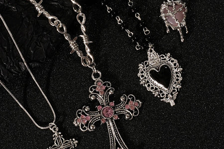 Y2K Sweet Cool Girl Personalized Creative Cross Love Pendant Necklace, Suitable for Daily Wearing