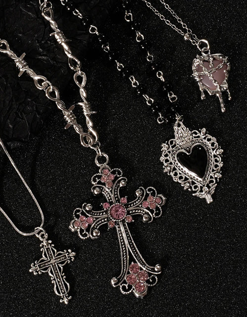 Load image into Gallery viewer, Y2K Sweet Cool Girl Personalized Creative Cross Love Pendant Necklace, Suitable for Daily Wearing
