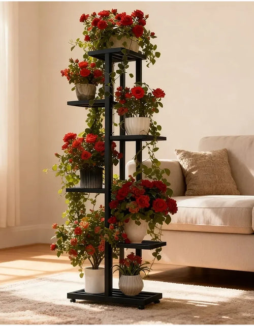 Load image into Gallery viewer, Plant Stand, HeavyDuty Metal Frame, Metal Flower Stand, HighAngle MultiTier Plant Rack, Indoor Outdoor Flower Pot Display Stand
