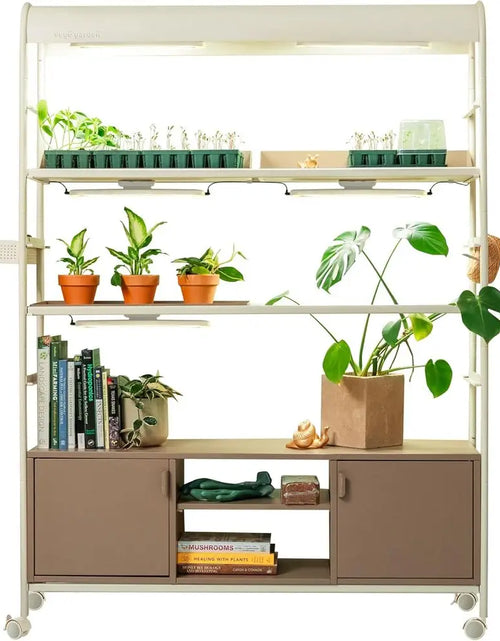 Load image into Gallery viewer, 4-Tier Rolling Metal Indoor Plant Stand
