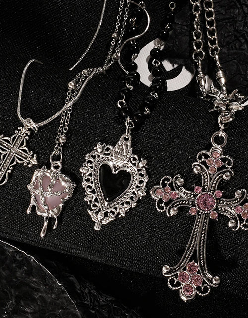 Load image into Gallery viewer, Y2K Sweet Cool Girl Personalized Creative Cross Love Pendant Necklace, Suitable for Daily Wearing

