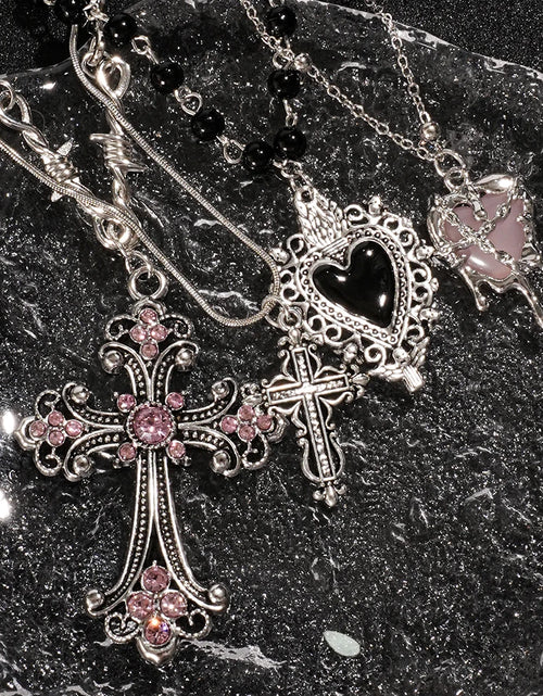 Load image into Gallery viewer, Y2K Sweet Cool Girl Personalized Creative Cross Love Pendant Necklace, Suitable for Daily Wearing
