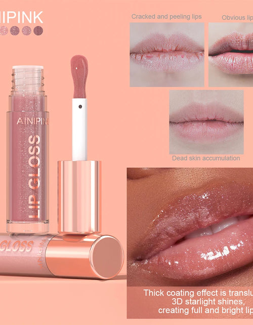 Load image into Gallery viewer, Shimmer Glitter Lip Gloss Lipstick 1pc/6pc/set Waterproof Moisturizing Jelly Hydrating Plumping Nude Y2K Daily&amp;Party Makeup Gift
