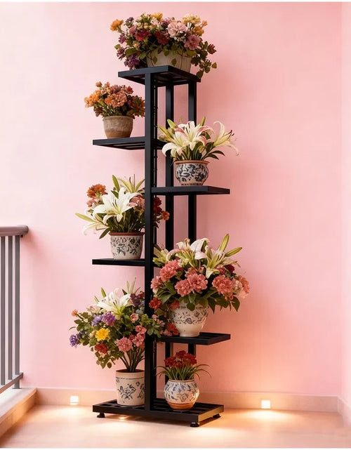 Load image into Gallery viewer, Plant Stand, HeavyDuty Metal Frame, Metal Flower Stand, HighAngle MultiTier Plant Rack, Indoor Outdoor Flower Pot Display Stand
