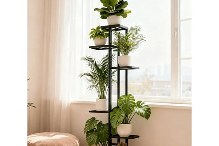 Plant Stand, HeavyDuty Metal Frame, Metal Flower Stand, HighAngle MultiTier Plant Rack, Indoor Outdoor Flower Pot Display Stand