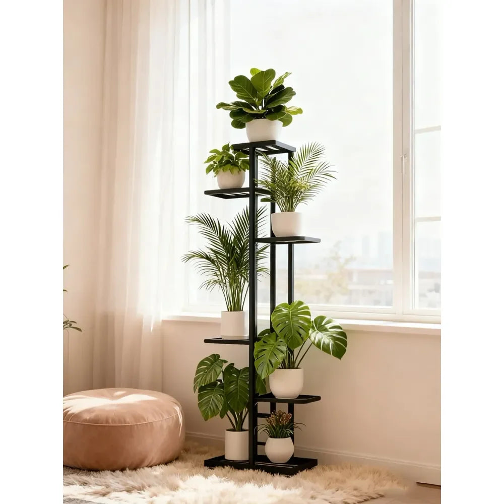 Plant Stand, HeavyDuty Metal Frame, Metal Flower Stand, HighAngle MultiTier Plant Rack, Indoor Outdoor Flower Pot Display Stand