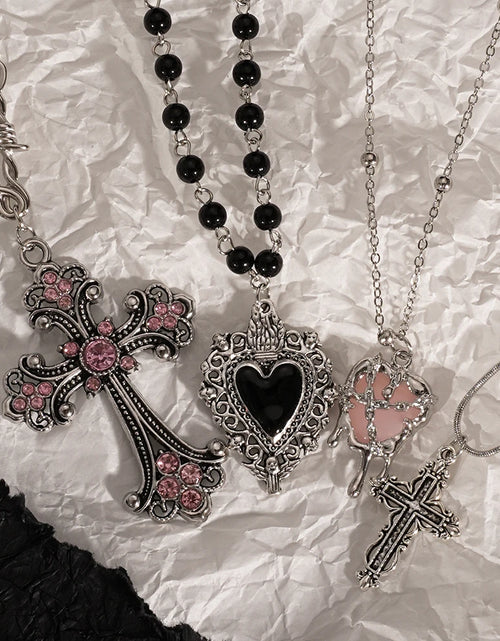 Load image into Gallery viewer, Y2K Sweet Cool Girl Personalized Creative Cross Love Pendant Necklace, Suitable for Daily Wearing
