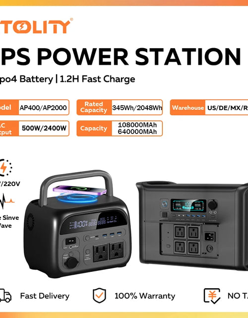 Load image into Gallery viewer, CTOLITY AP400 500W 2400W Portable Power Station 345Wh 2048Wh Charging Station 110V LiFePo4 Battery AC Energy Storage Camping RV
