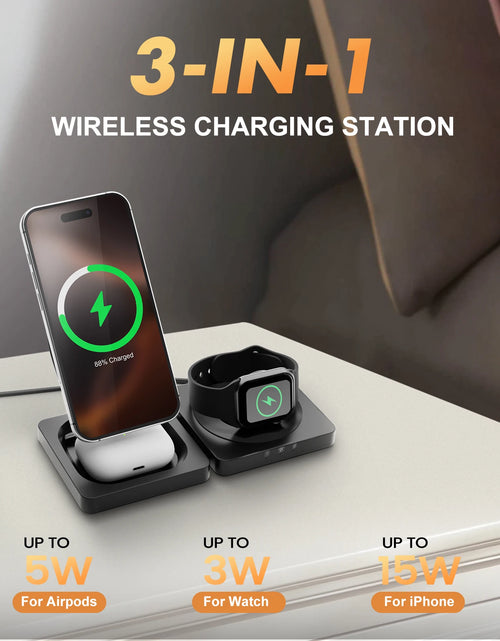 Load image into Gallery viewer, Magnetic Wireless Charger 3-in-1 Folding Fast Charging Station Foldable Travel for Magsafe  iPhone 17/16/15/14/13 Watch Airpods
