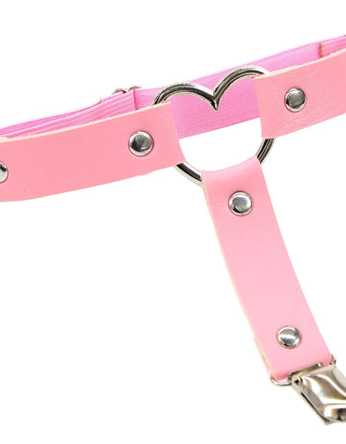 Load image into Gallery viewer, Punk Metal Tassel Pendant Pink Adjustable Heart Leg Garter With Anti-Slip Clips,Elastic Y2K Gothic Thigh Garter For Ladies Black
