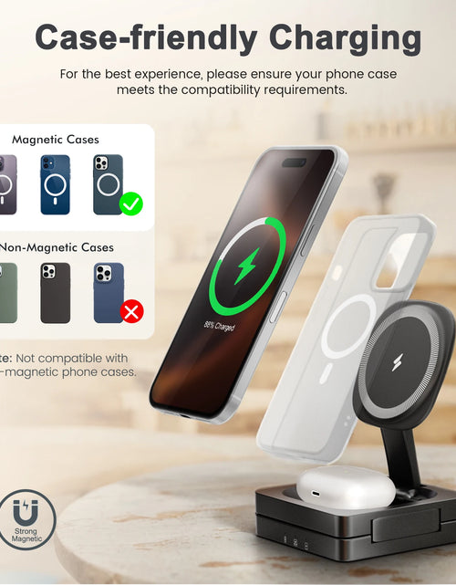 Load image into Gallery viewer, Magnetic Wireless Charger 3-in-1 Folding Fast Charging Station Foldable Travel for Magsafe  iPhone 17/16/15/14/13 Watch Airpods
