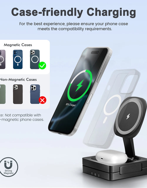 Load image into Gallery viewer, Magnetic Wireless Charger 3-in-1 Folding Fast Charging Station Foldable Travel for Magsafe  iPhone 17/16/15/14/13 Watch Airpods
