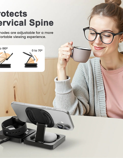 Load image into Gallery viewer, Magnetic Wireless Charger 3-in-1 Folding Fast Charging Station Foldable Travel for Magsafe  iPhone 17/16/15/14/13 Watch Airpods
