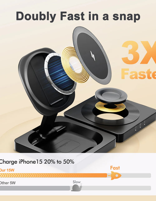 Load image into Gallery viewer, Magnetic Wireless Charger 3-in-1 Folding Fast Charging Station Foldable Travel for Magsafe  iPhone 17/16/15/14/13 Watch Airpods
