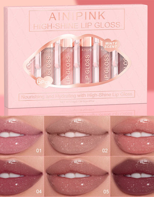 Load image into Gallery viewer, Shimmer Glitter Lip Gloss Lipstick 1pc/6pc/set Waterproof Moisturizing Jelly Hydrating Plumping Nude Y2K Daily&amp;Party Makeup Gift
