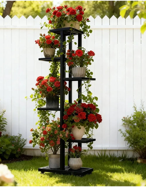 Load image into Gallery viewer, Plant Stand, HeavyDuty Metal Frame, Metal Flower Stand, HighAngle MultiTier Plant Rack, Indoor Outdoor Flower Pot Display Stand
