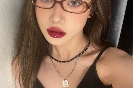 Y2K Women Retro Oval-Square Small Frame Glasses Anti Blue Light Computer Glasses Vintage Eyeglasses Goggles Sweet Frame Decor