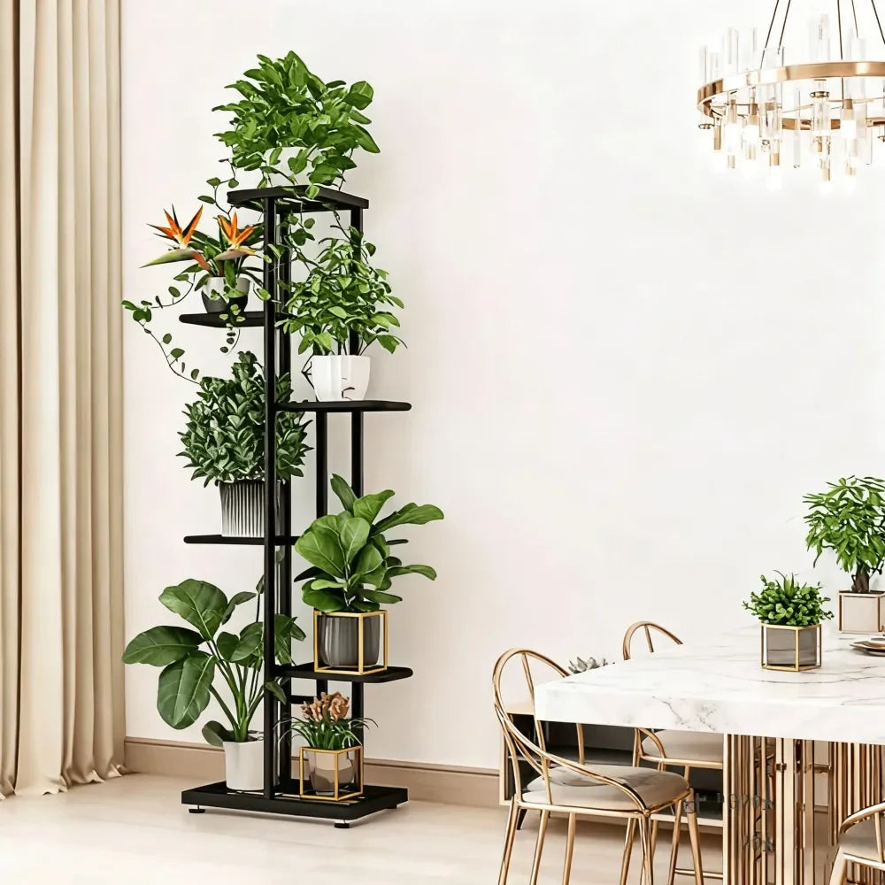 Plant Stand, HeavyDuty Metal Frame, Metal Flower Stand, HighAngle MultiTier Plant Rack, Indoor Outdoor Flower Pot Display Stand