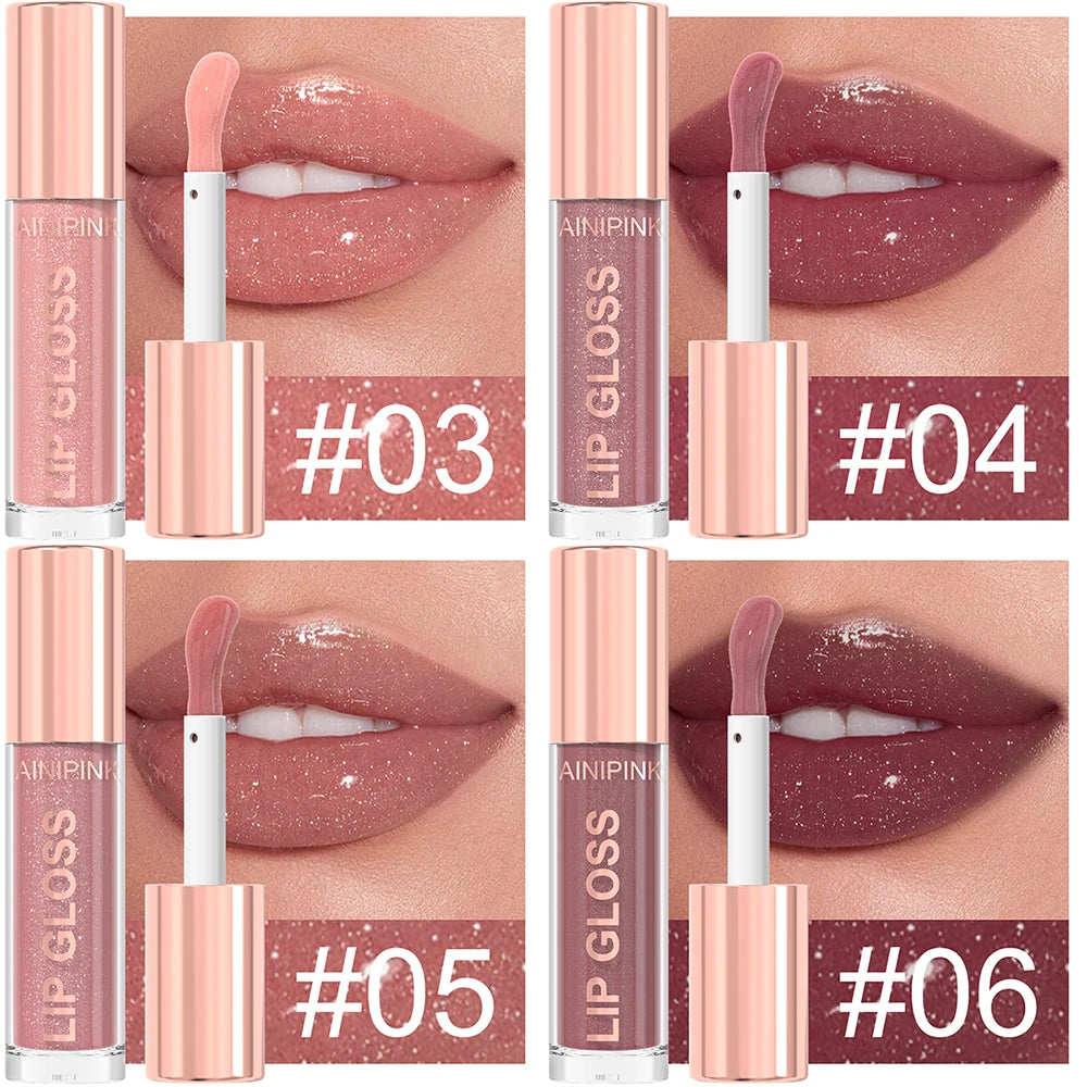 Shimmer Glitter Lip Gloss Lipstick 1pc/6pc/set Waterproof Moisturizing Jelly Hydrating Plumping Nude Y2K Daily&Party Makeup Gift
