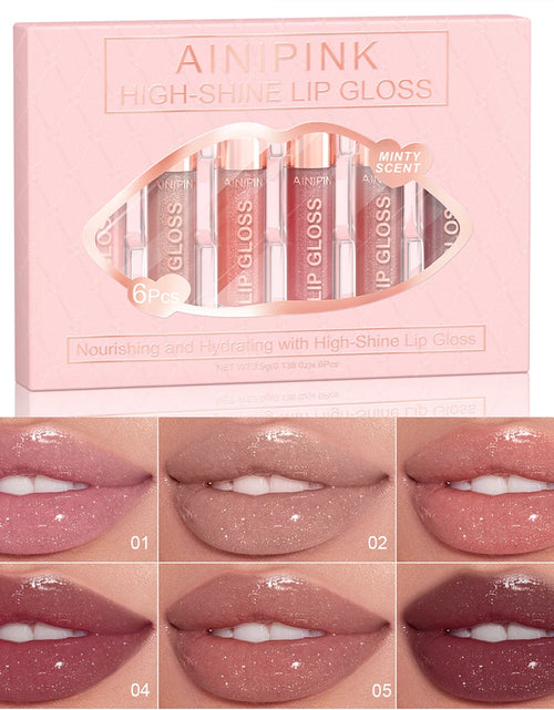 Load image into Gallery viewer, Shimmer Glitter Lip Gloss Lipstick 1pc/6pc/set Waterproof Moisturizing Jelly Hydrating Plumping Nude Y2K Daily&amp;Party Makeup Gift
