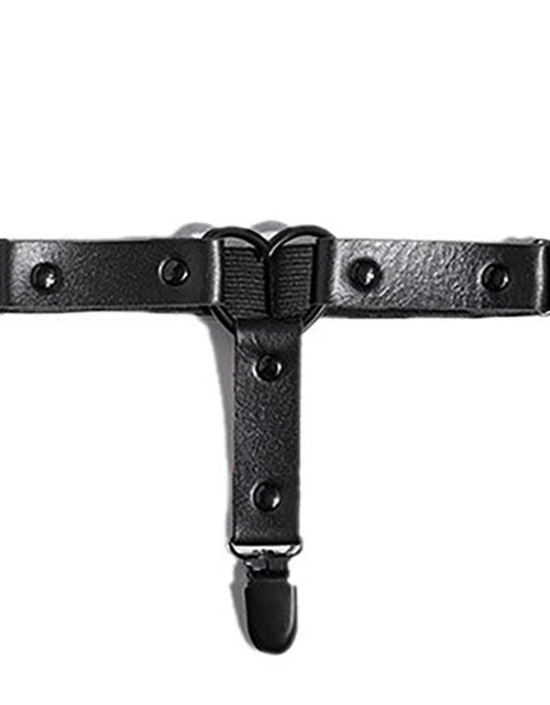 Load image into Gallery viewer, Punk Metal Tassel Pendant Pink Adjustable Heart Leg Garter With Anti-Slip Clips,Elastic Y2K Gothic Thigh Garter For Ladies Black
