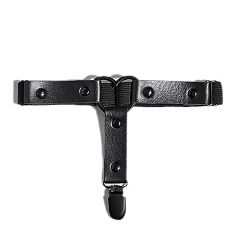Punk Metal Tassel Pendant Pink Adjustable Heart Leg Garter With Anti-Slip Clips,Elastic Y2K Gothic Thigh Garter For Ladies Black