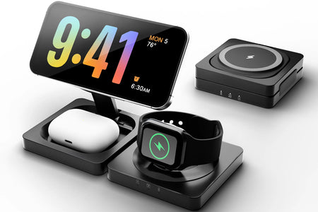 Magnetic Wireless Charger 3-in-1 Folding Fast Charging Station Foldable Travel for Magsafe  iPhone 17/16/15/14/13 Watch Airpods