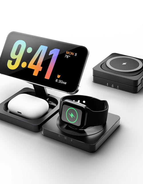 Load image into Gallery viewer, Magnetic Wireless Charger 3-in-1 Folding Fast Charging Station Foldable Travel for Magsafe  iPhone 17/16/15/14/13 Watch Airpods
