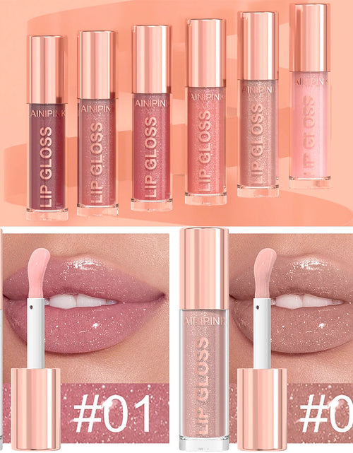 Load image into Gallery viewer, Shimmer Glitter Lip Gloss Lipstick 1pc/6pc/set Waterproof Moisturizing Jelly Hydrating Plumping Nude Y2K Daily&amp;Party Makeup Gift
