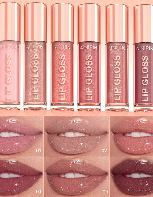 Load image into Gallery viewer, Shimmer Glitter Lip Gloss Lipstick 1pc/6pc/set Waterproof Moisturizing Jelly Hydrating Plumping Nude Y2K Daily&amp;Party Makeup Gift
