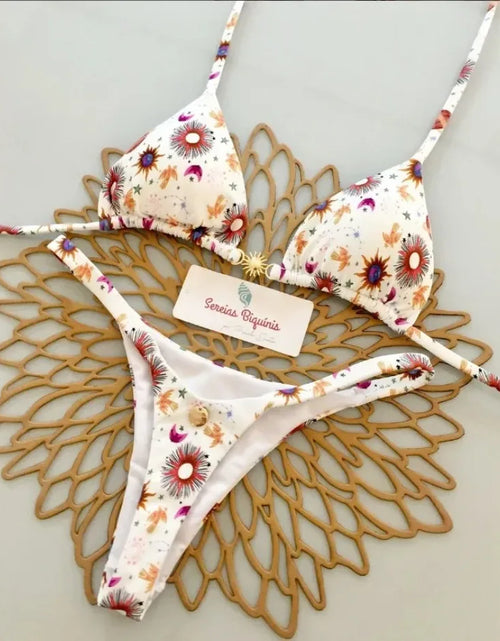 Load image into Gallery viewer, Print Sexy Bikini Sets Halter Lace-up Tops Thongs Beach Style Bathing Suit Y2k Swimsuits Women Beachwear Купальник Женский 2025
