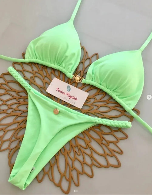 Load image into Gallery viewer, Print Sexy Bikini Sets Halter Lace-up Tops Thongs Beach Style Bathing Suit Y2k Swimsuits Women Beachwear Купальник Женский 2025
