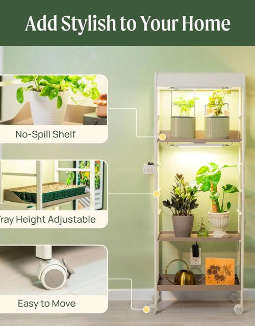 Load image into Gallery viewer, 4-Tier Rolling Metal Indoor Plant Stand

