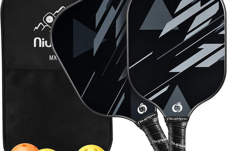 Pickleball Paddles, Lightweight Pickleball Rackets W/Fiberglass Surface, Pickleball Set with 4 Pickleball Balls and 1 Bag