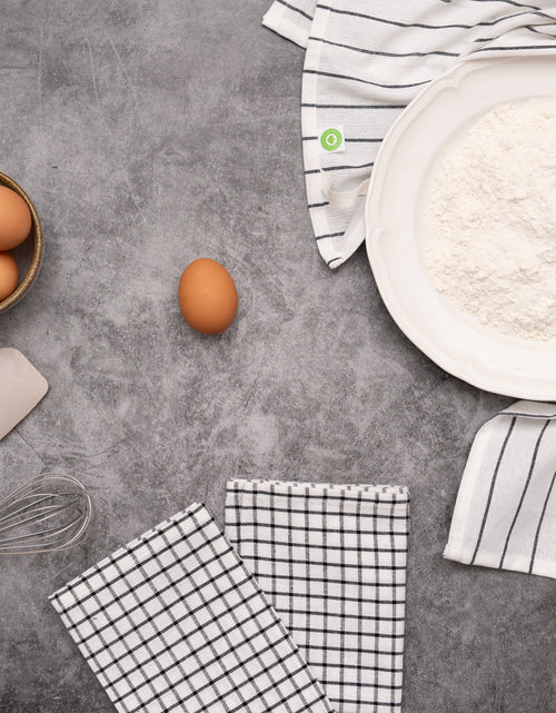 Load image into Gallery viewer, Stripe &amp; Check Kitchen Towel Set
