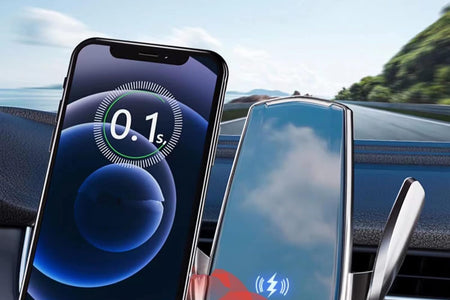 Wireless Car Charger Automotive Electric Induction 15W Wireless Charger Car Vent Mount Bracket Fast Charging Auto-Clamping Car Phone Holder Mount Air Vent Phone Holder Black…